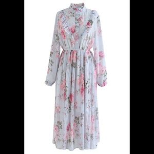 Chicwish pleated floral midi dress